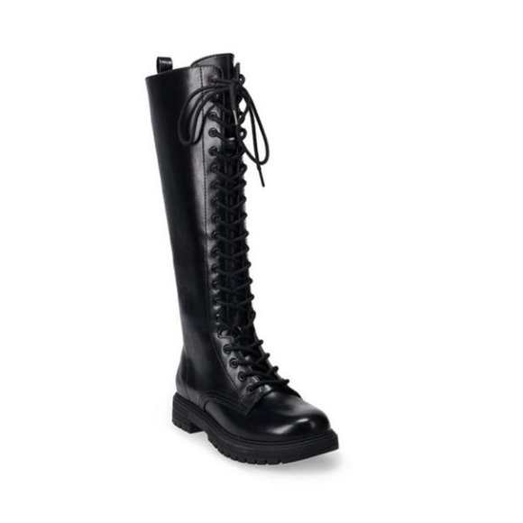 SO® Lullabies Women's Knee-High Boots Black Lace Up Emo Goth 5.5 NEW
